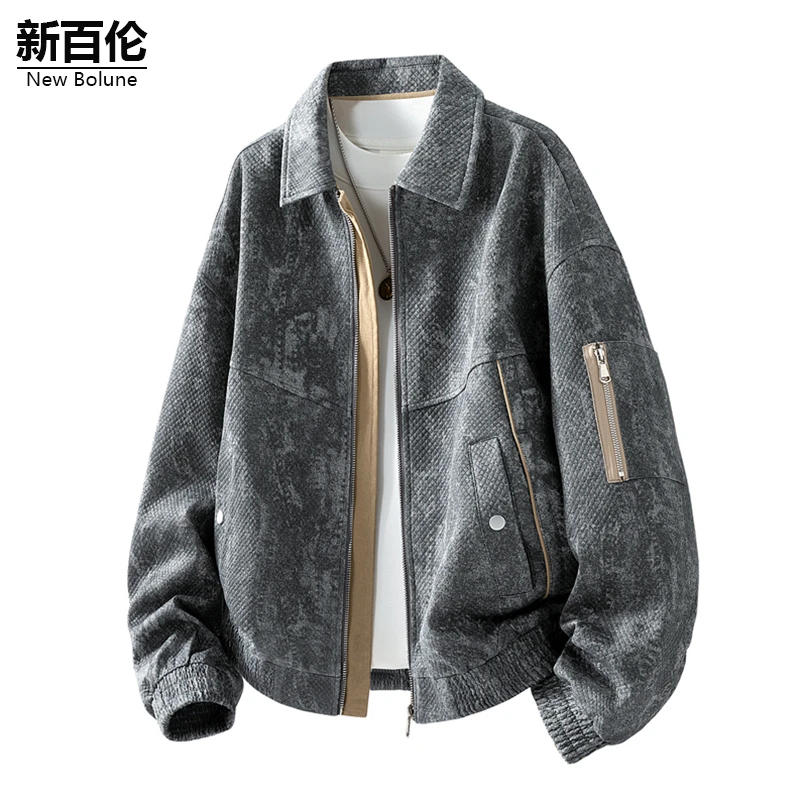 新百伦/NEW BOLUNE韩版潮流夹克男2025秋季新款百搭立领休闲外套