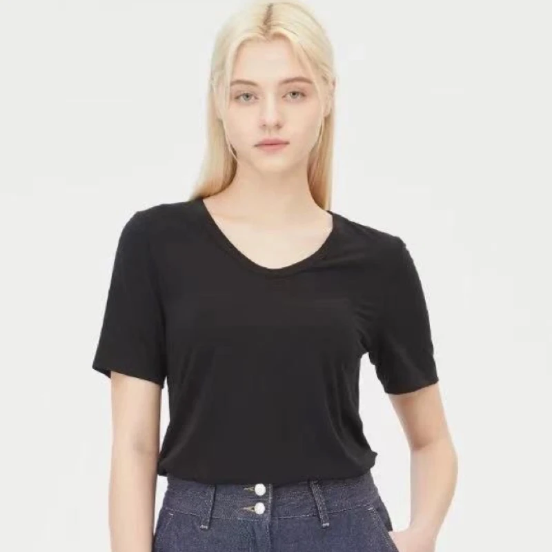 L211 夏季薄款V领休闲短袖T恤