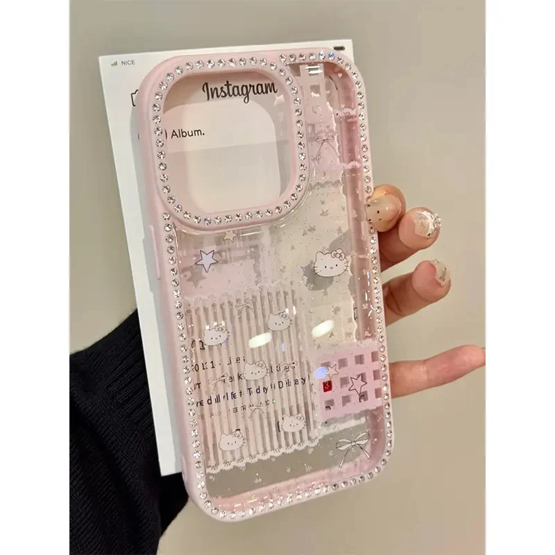 镶钻kitty猫适用苹果16手机壳iPhone15Plus新款12/13promax女11