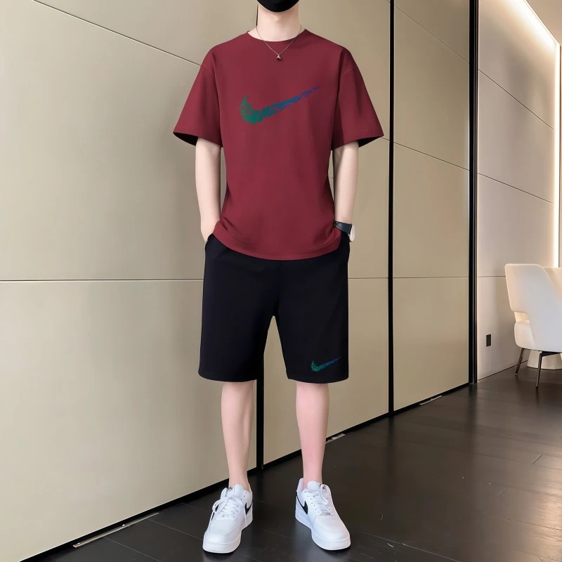 正品奥莱纯棉短袖男夏季圆领短裤休闲运动套装休闲春夏薄款裤子
