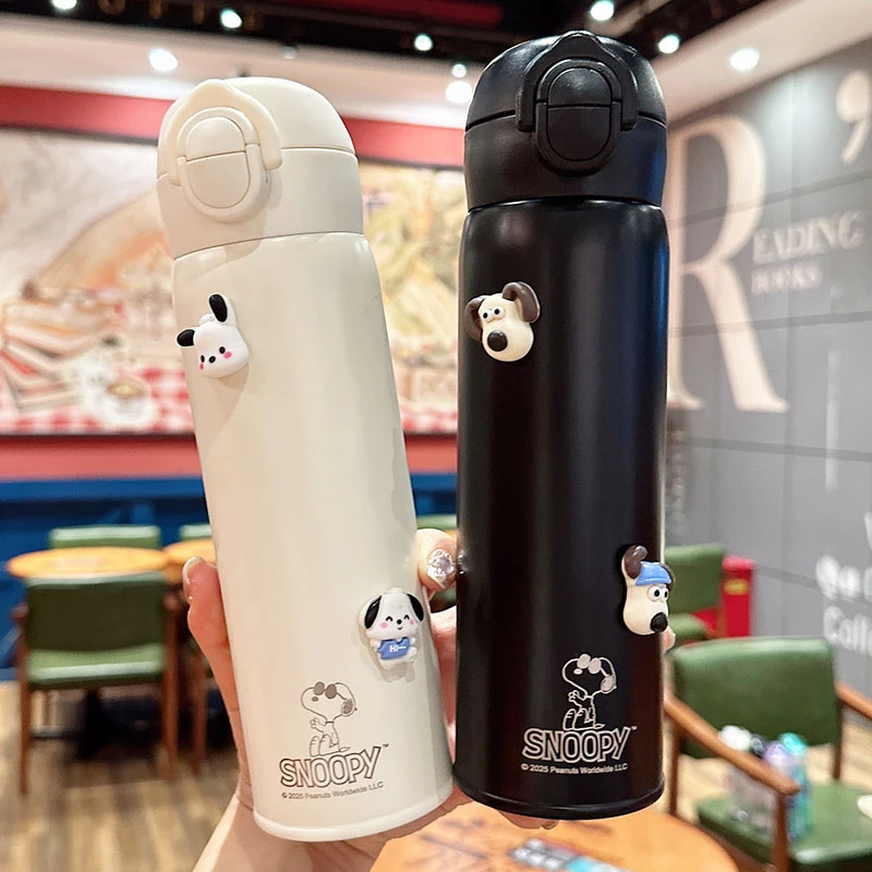 史努比保温杯简约高颜值双饮吸管杯子男女学生316不锈钢便携水杯