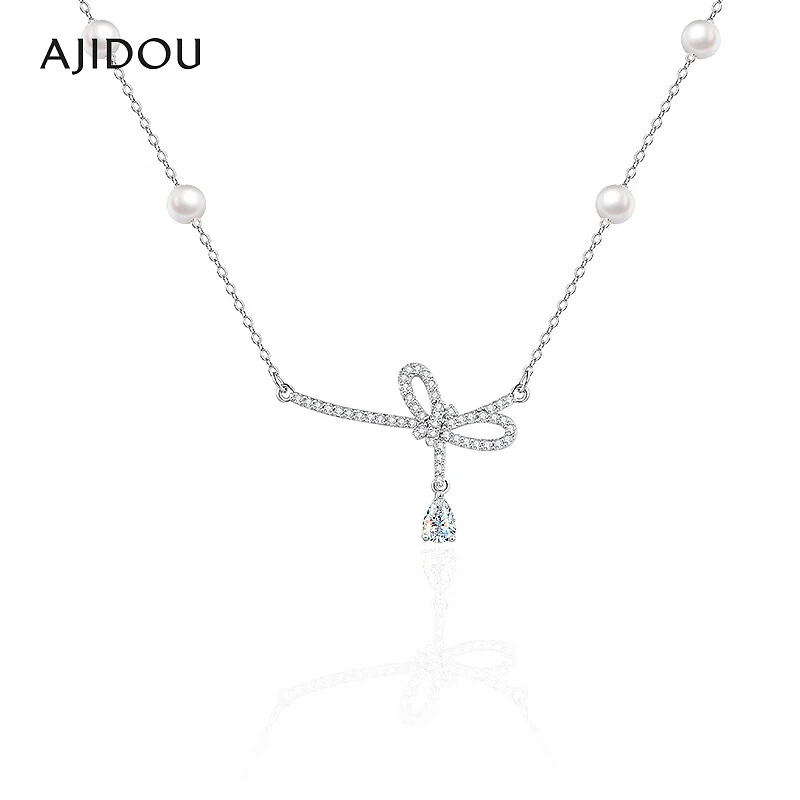 非金属合成锆石项链 AJIDOU阿吉豆项链女款蝴蝶结闪耀锁骨【SGB】