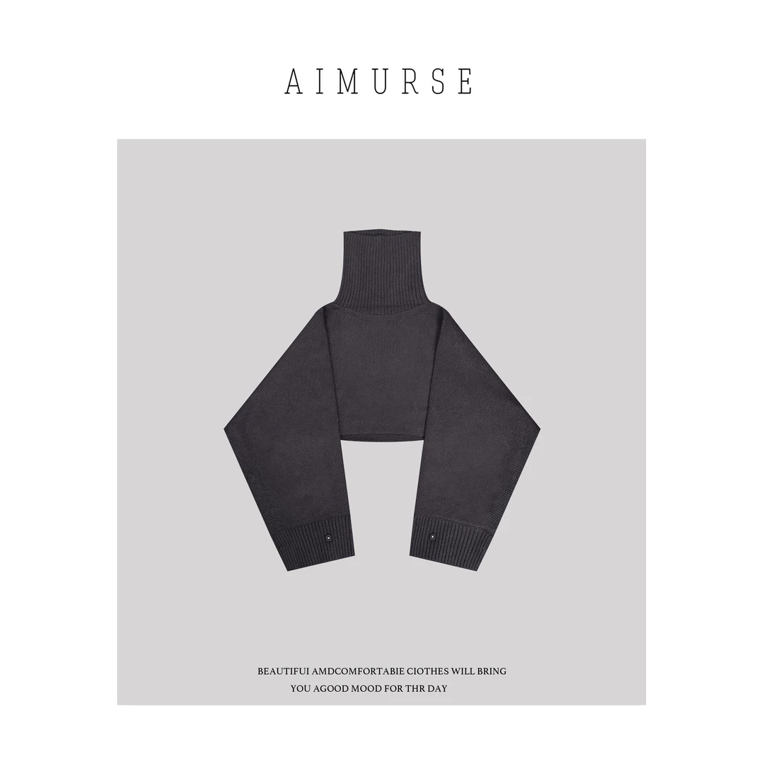 AIMURSE 小众设计师 羊毛高领秋冬保暖百搭休闲披肩 AMPS77