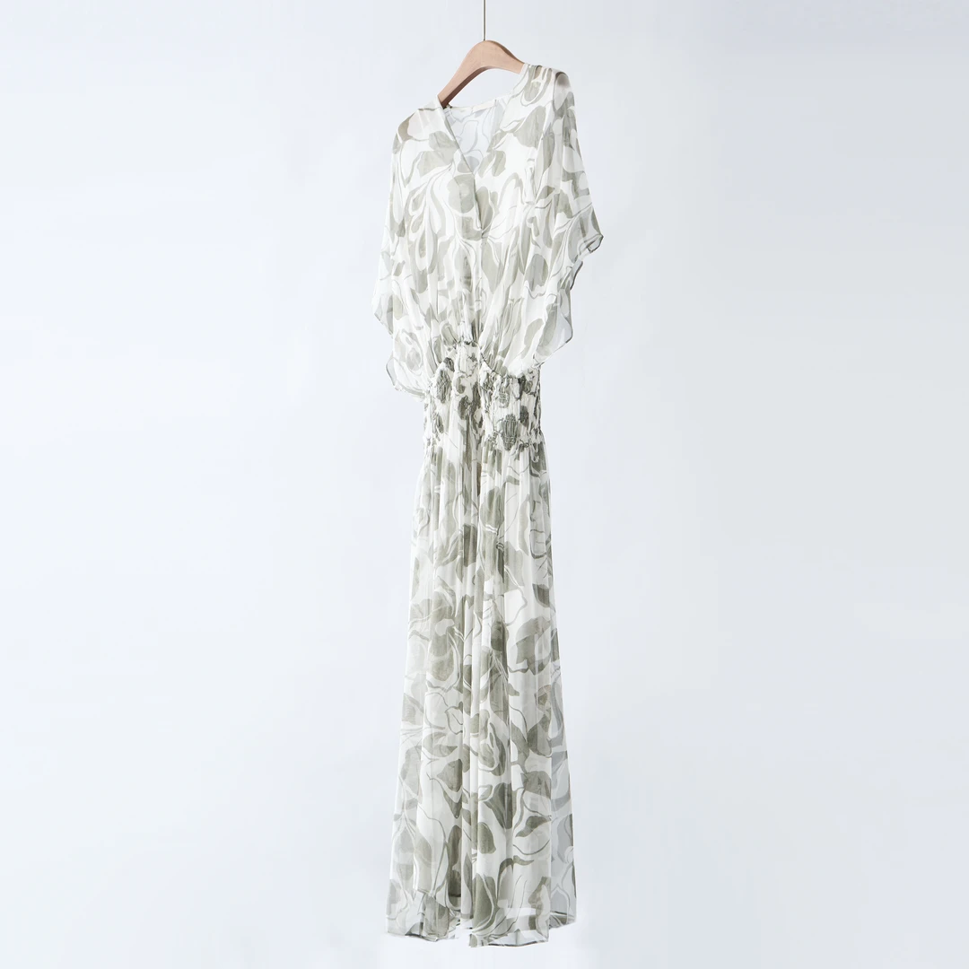 【YS11369】木巨上3.6k+~2025夏季新款丝质印花两件套连衣裙女