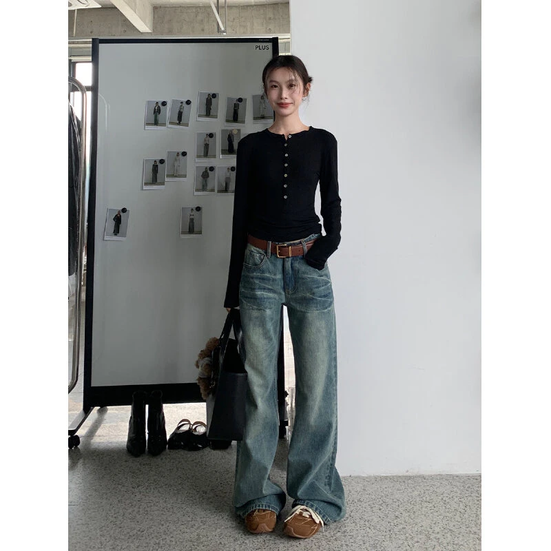 （1301-1400）加绒款牛仔女裤百搭默认磨损瑕疵款