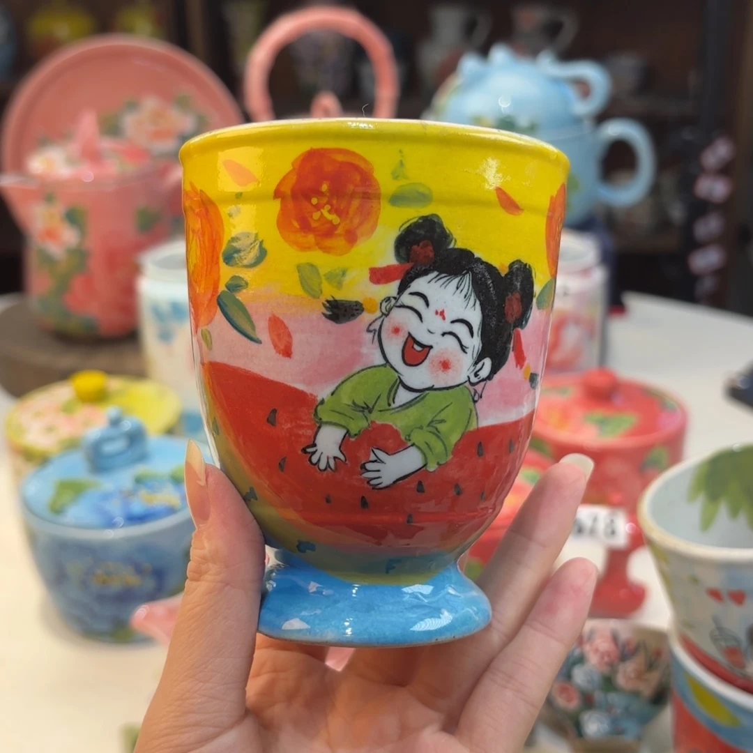 景德镇手绘高温釉下彩陶瓷茶具