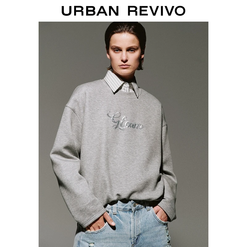 UR2025冬季新款女装气质设计感亮片松紧腰卫衣UWM450206