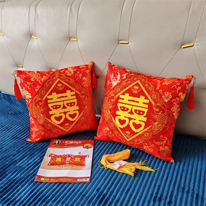 【拍一发二】纯手工绣好十字绣成品 双鱼喜  抱枕