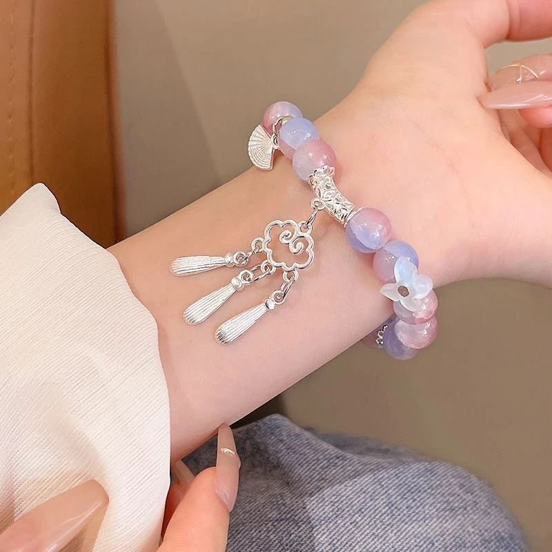 森系蝴蝶琉璃串珠手链女