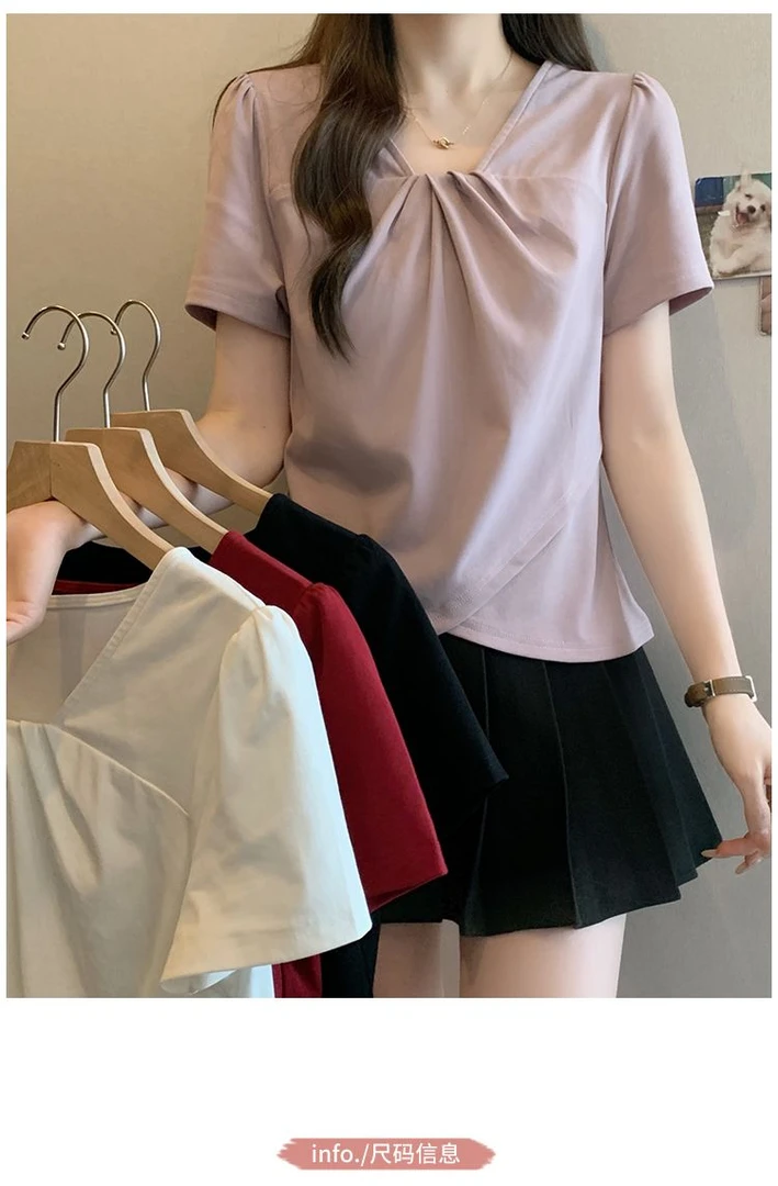 T恤小众显瘦时尚常规休闲风速干夏装V领修身型短袖