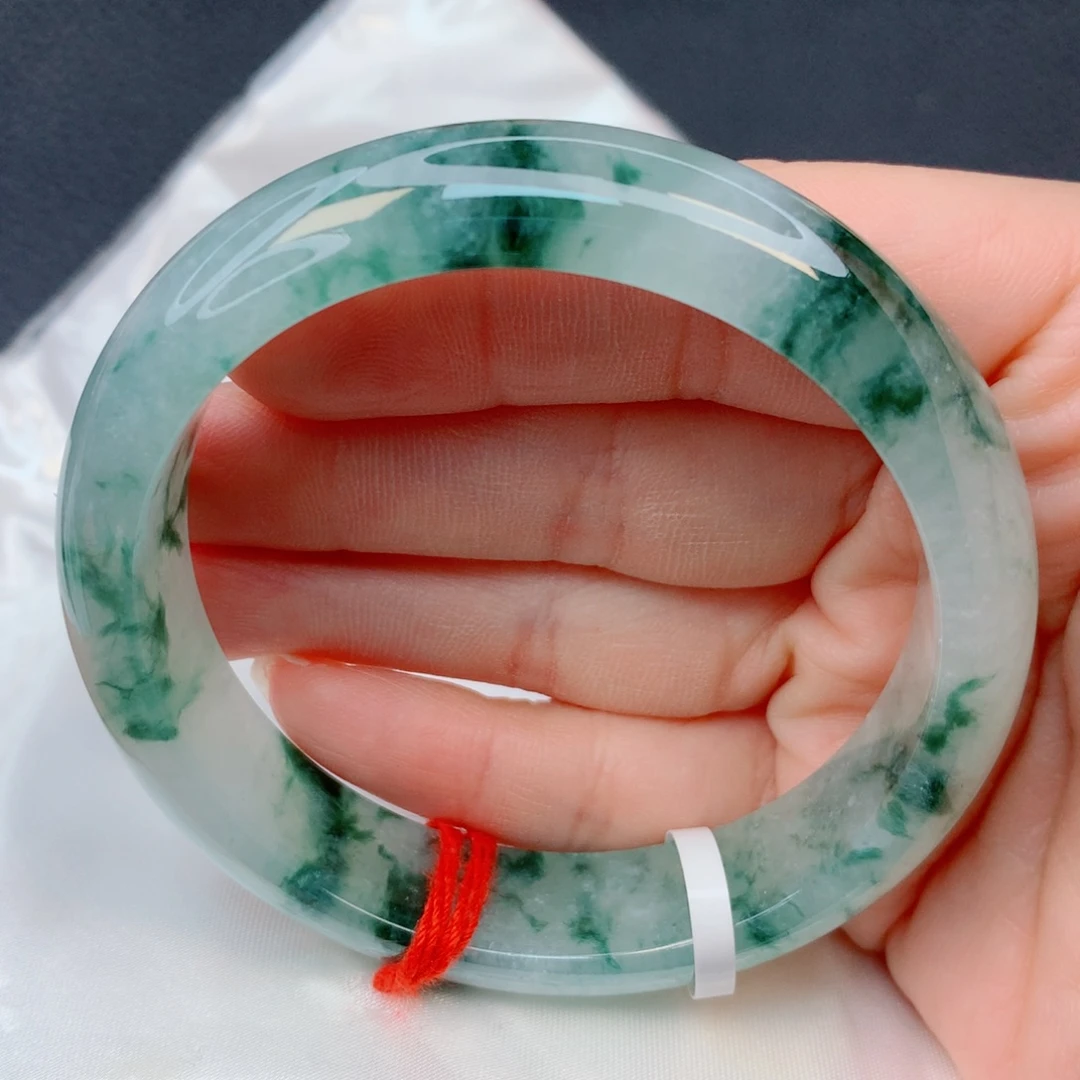 翡翠未镶嵌手镯54-55冰透满天星飘花