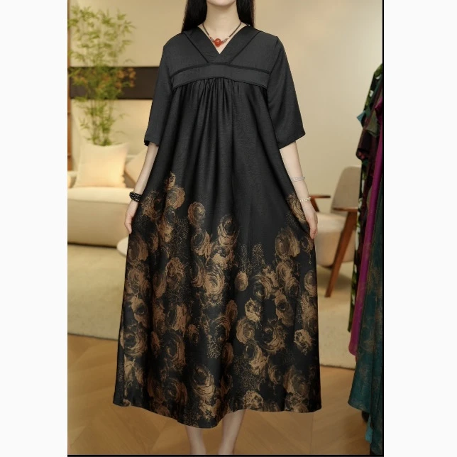 11505新款夏季气质优雅高端长款显瘦连衣裙QZ