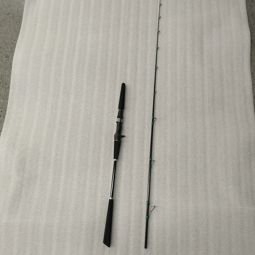 清仓外贸尾单微瑕一节半铁板竿慢摇竿海钓船竿1.8米饵60-350克