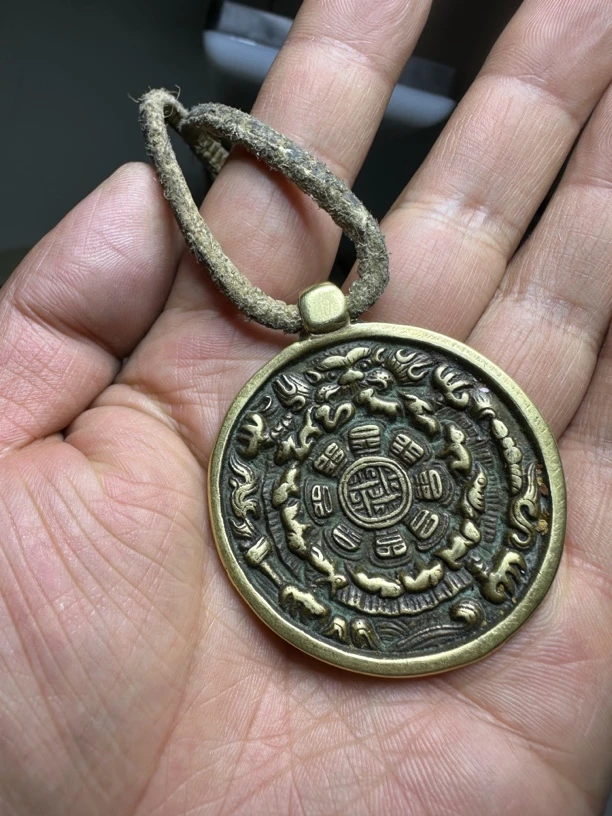 铜合金吊坠 藏式九宫八卦牌挂件