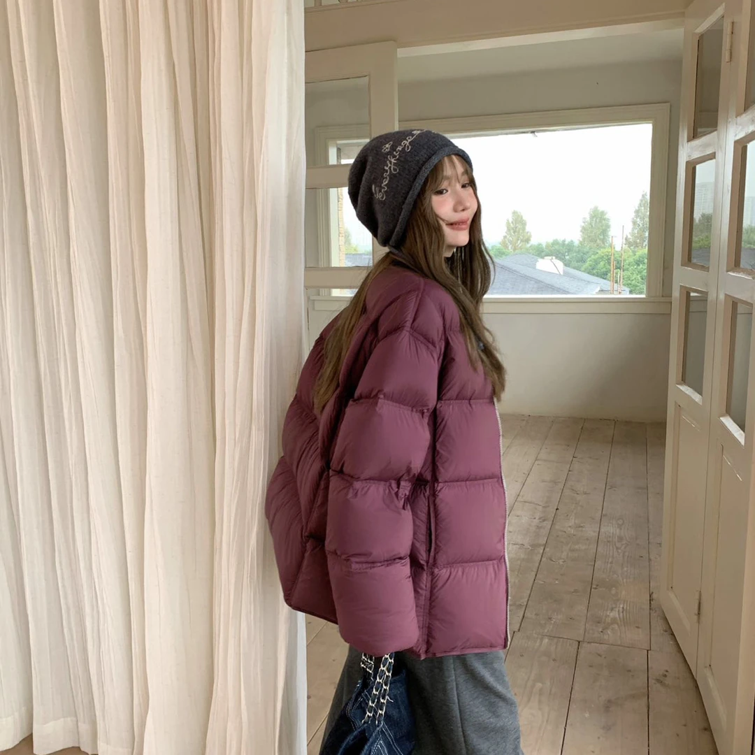 【西梅色针织帽羽绒服】设计师高级羽绒服