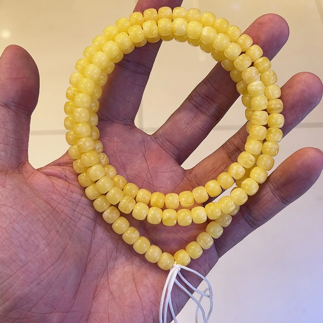 手串蜜蜡未镶嵌鸡油黄手串多圈7mm精工（不止108颗