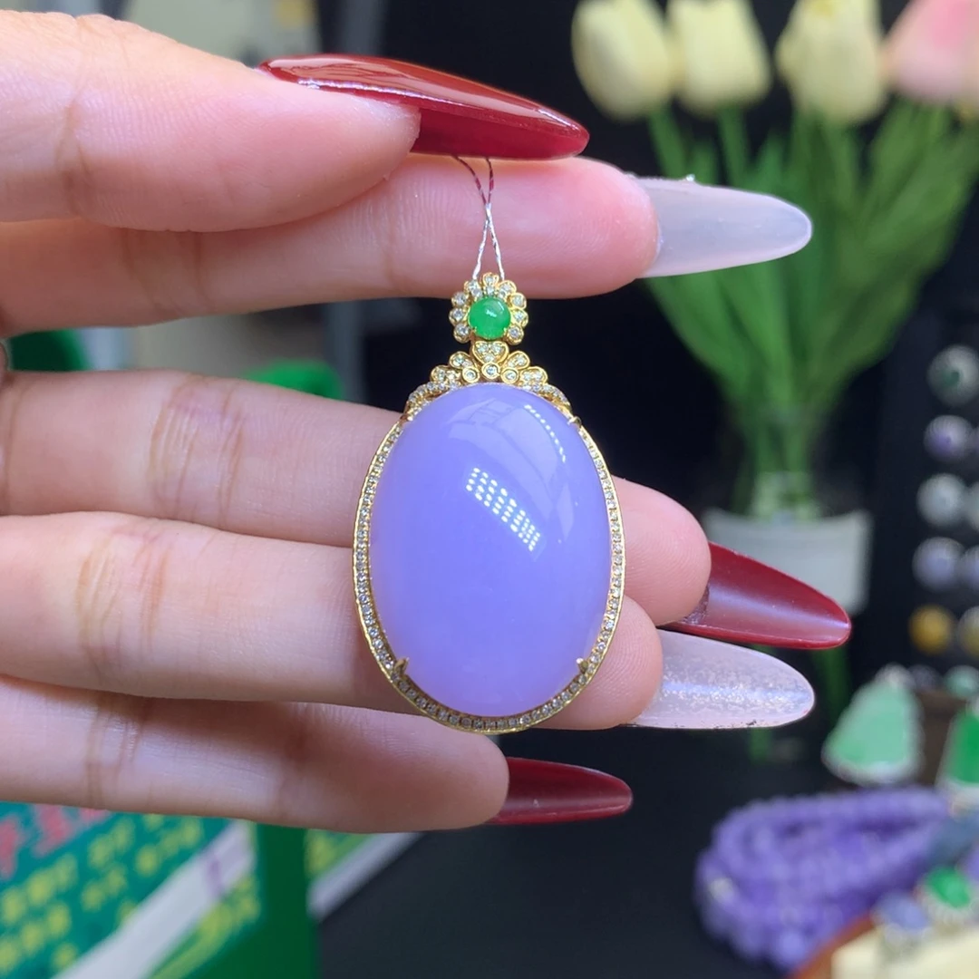 翡翠颈饰18K金镶嵌天然