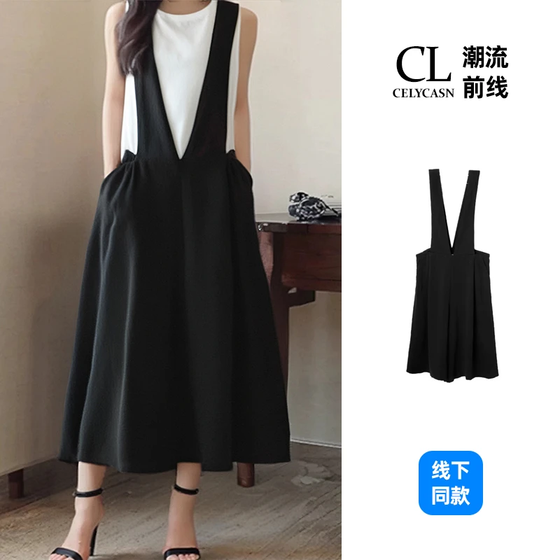 K6II1182#夏季西装背带裤七分裤时尚通勤百搭女装