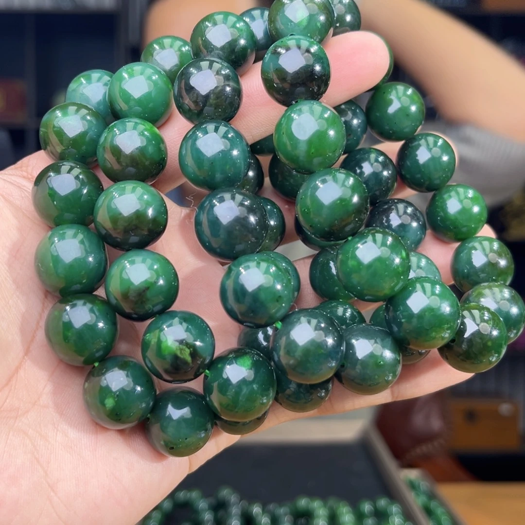 和田玉未镶嵌手串天然和田玉俄罗斯乌兰海碧玉16多样性发其一微瑕