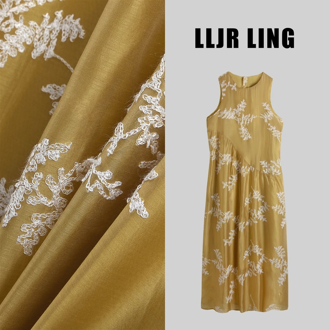 【北贝】2025夏季法式优雅气质刺绣无袖连衣裙L2450