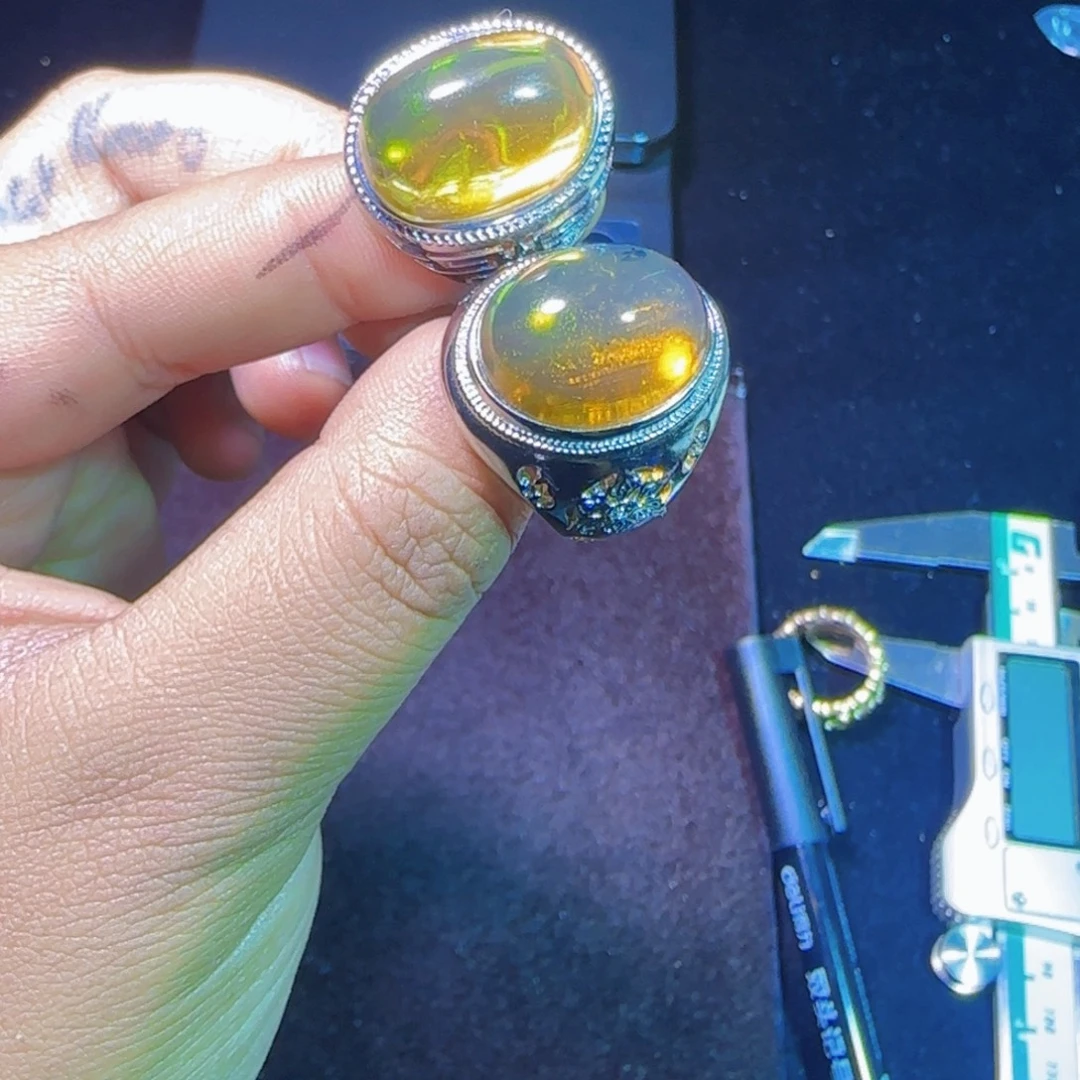 琥珀银S925镶嵌裸石琥珀