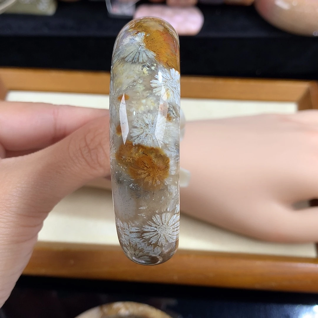吊坠(赠链)未镶嵌硅化珊瑚（珊瑚玉）23号赞比大花58圈口