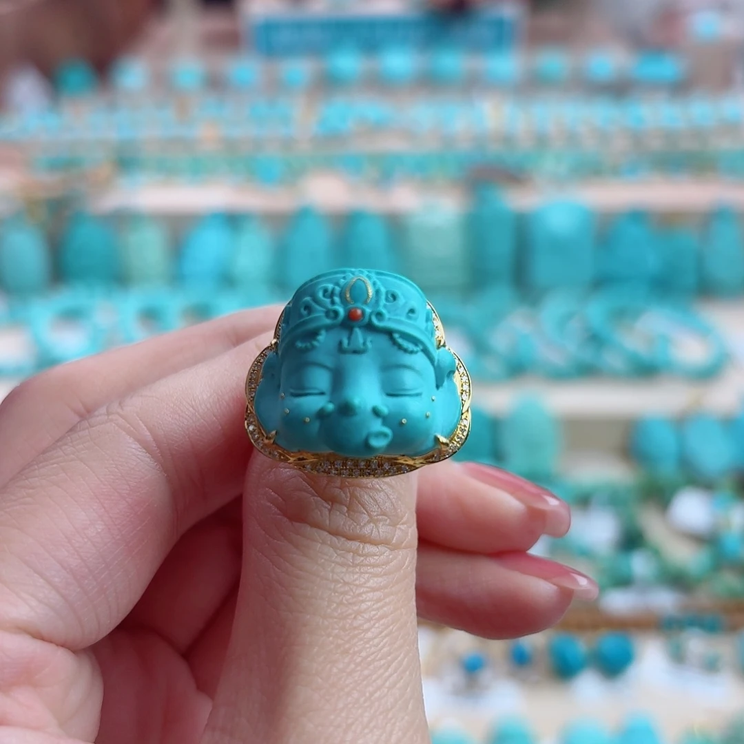 绿松石18K金镶嵌珠宝奇石