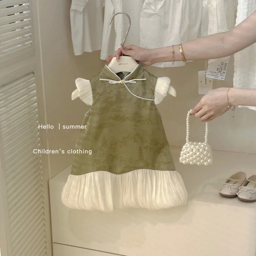 女童夏装连衣裙2025新款洋气女孩中式公主夏季国风儿童旗袍裙