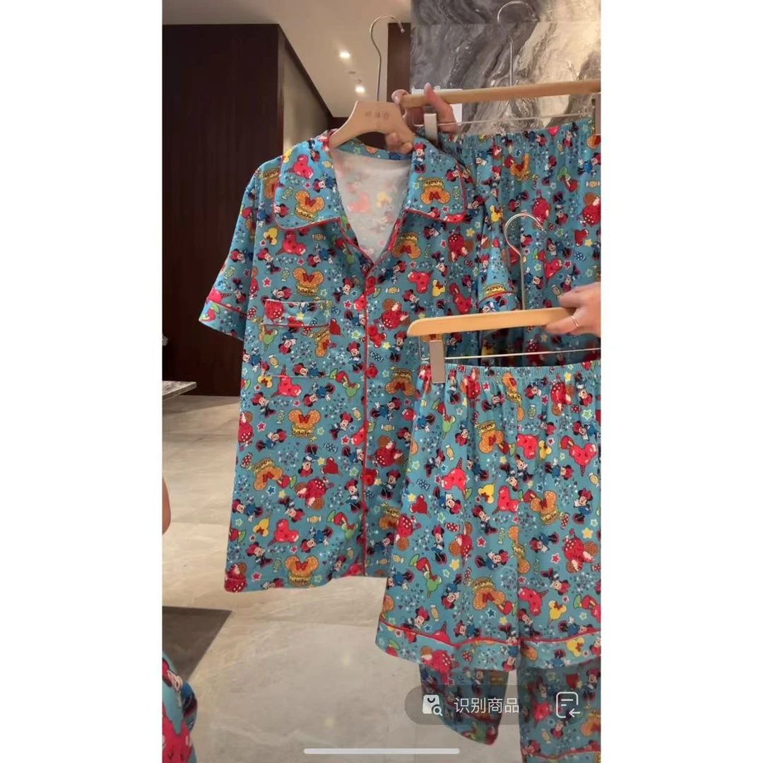 徐秋阳   蓝色米妮    夏季新款百搭时尚休闲显瘦睡衣三件套