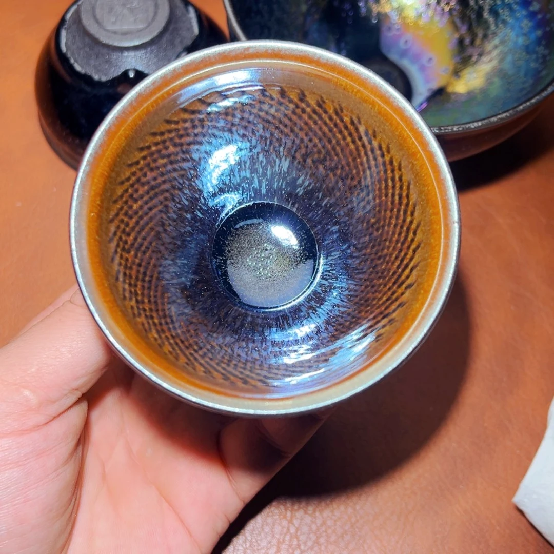 茶盏柴烧全手工建窑建盏跳刀纹