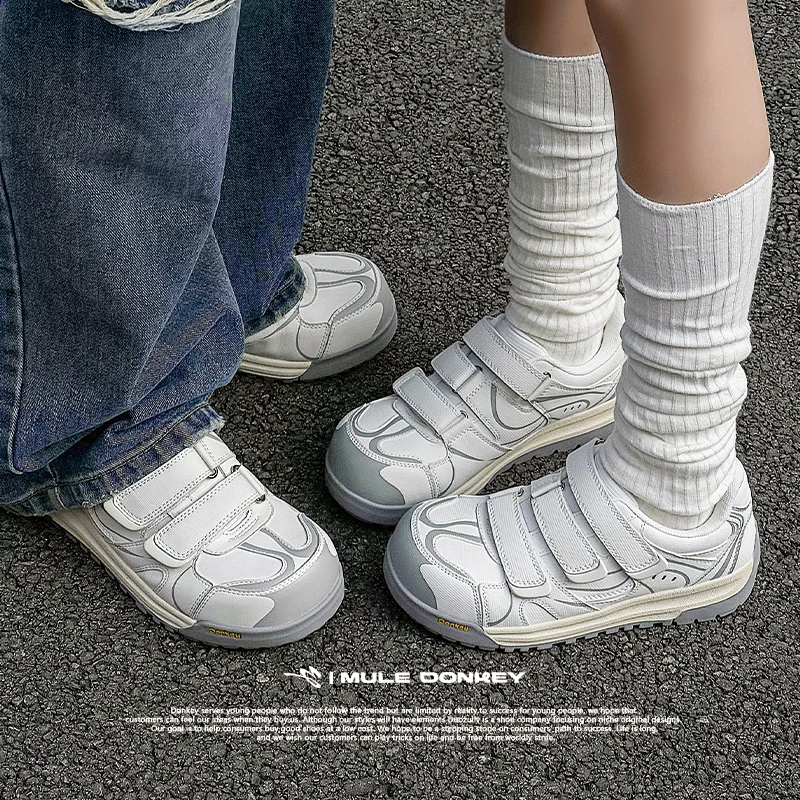 多嘴驴 丑萌板鞋小众原创魔术贴小白鞋休闲厚底休闲鞋FJ603