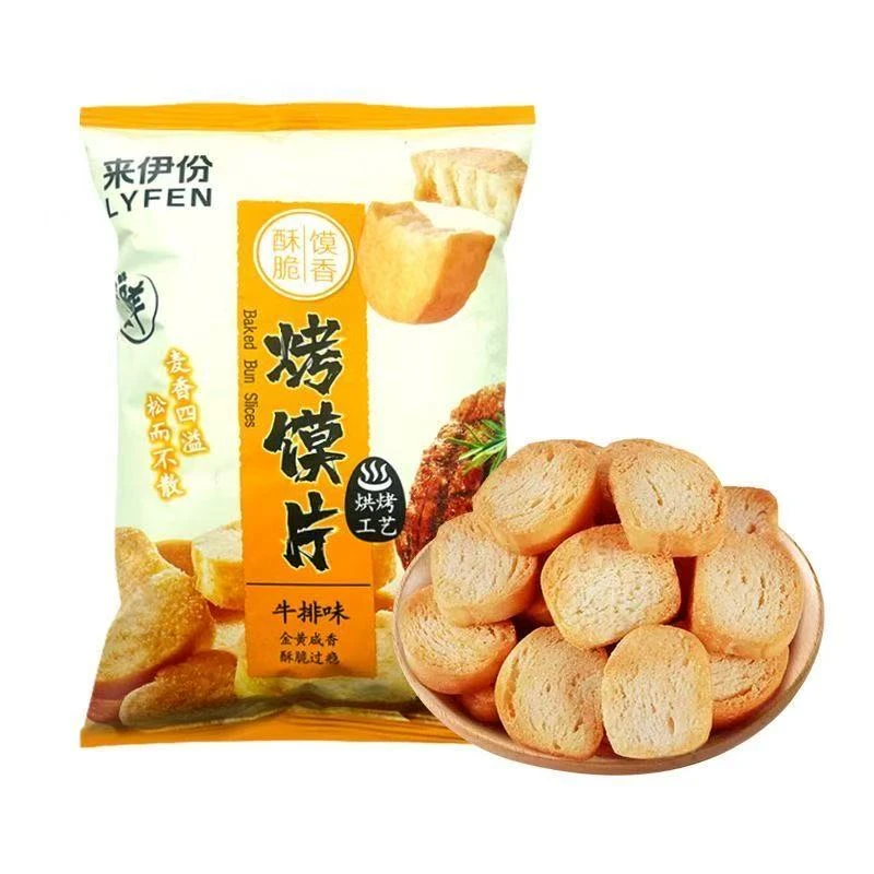 【保质期至2025-09-07】来伊份烤馍片牛排味96g*4袋