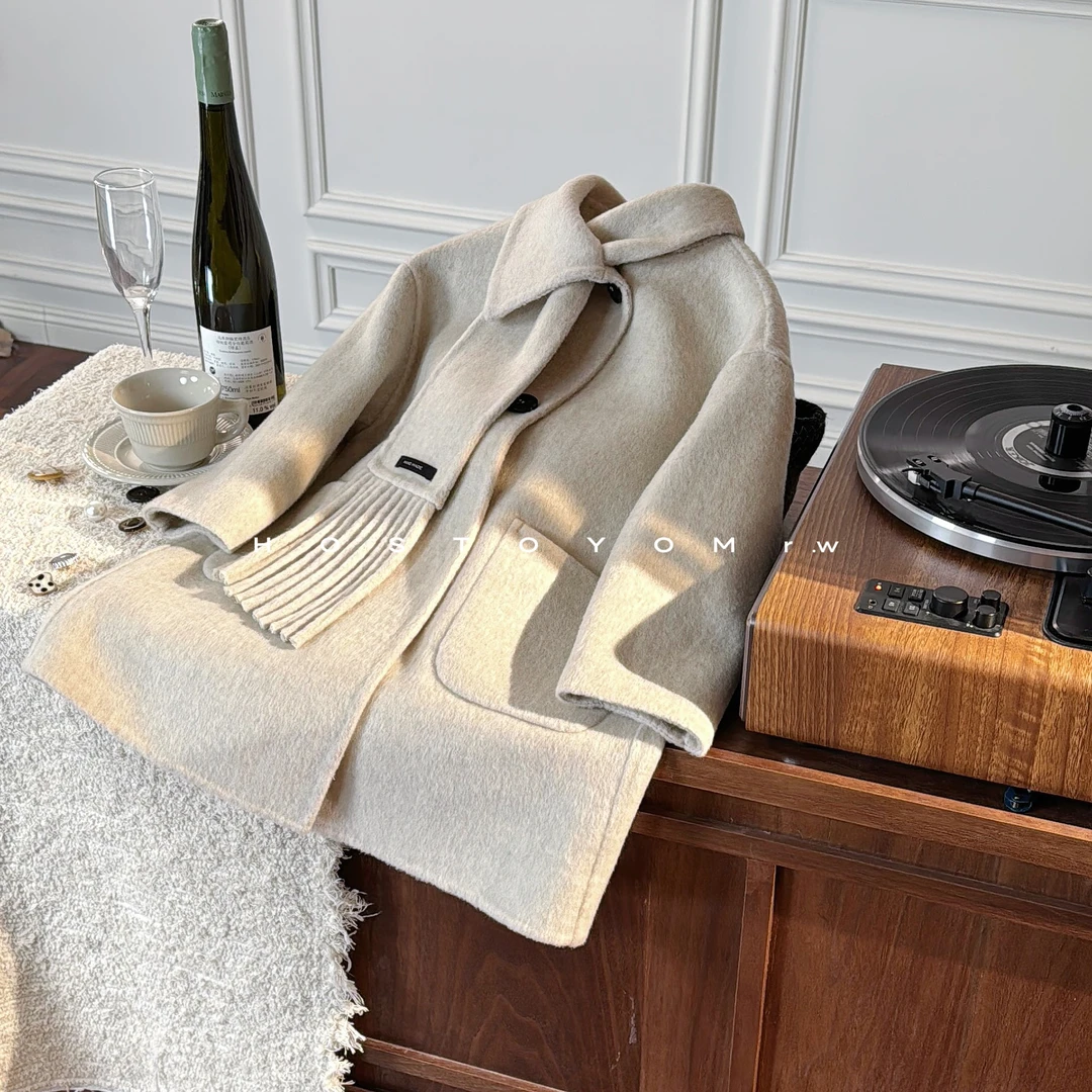 皇室童缘秋冬新款儿童中长款围巾款羊绒羊毛大衣风衣15830104052