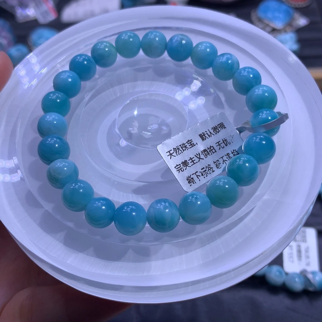 昔***年针钠钙石（海纹石）未镶嵌手链8m手串色差略异