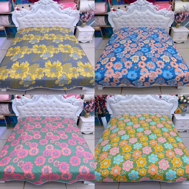 新款双面花型 防滑【四季床盖 床单可选】加厚AB面三层双面花型床盖