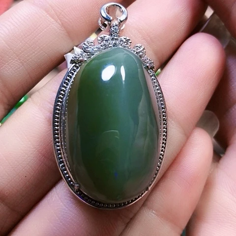 和田玉戒指银S925镶嵌