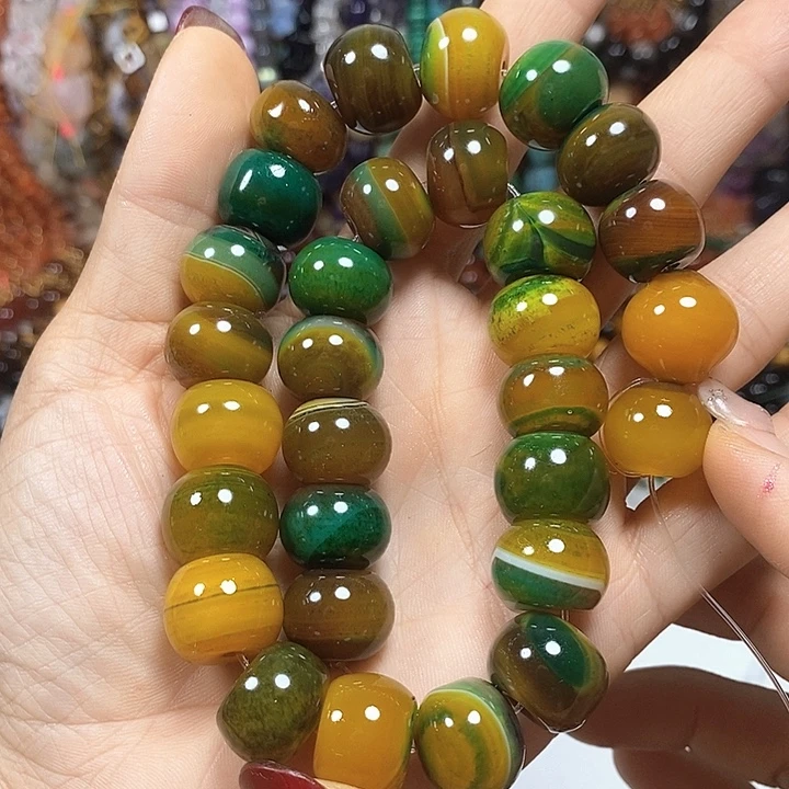 未镶嵌玛瑙/玉髓珠宝半成品玛瑙算盘珠卡15mm