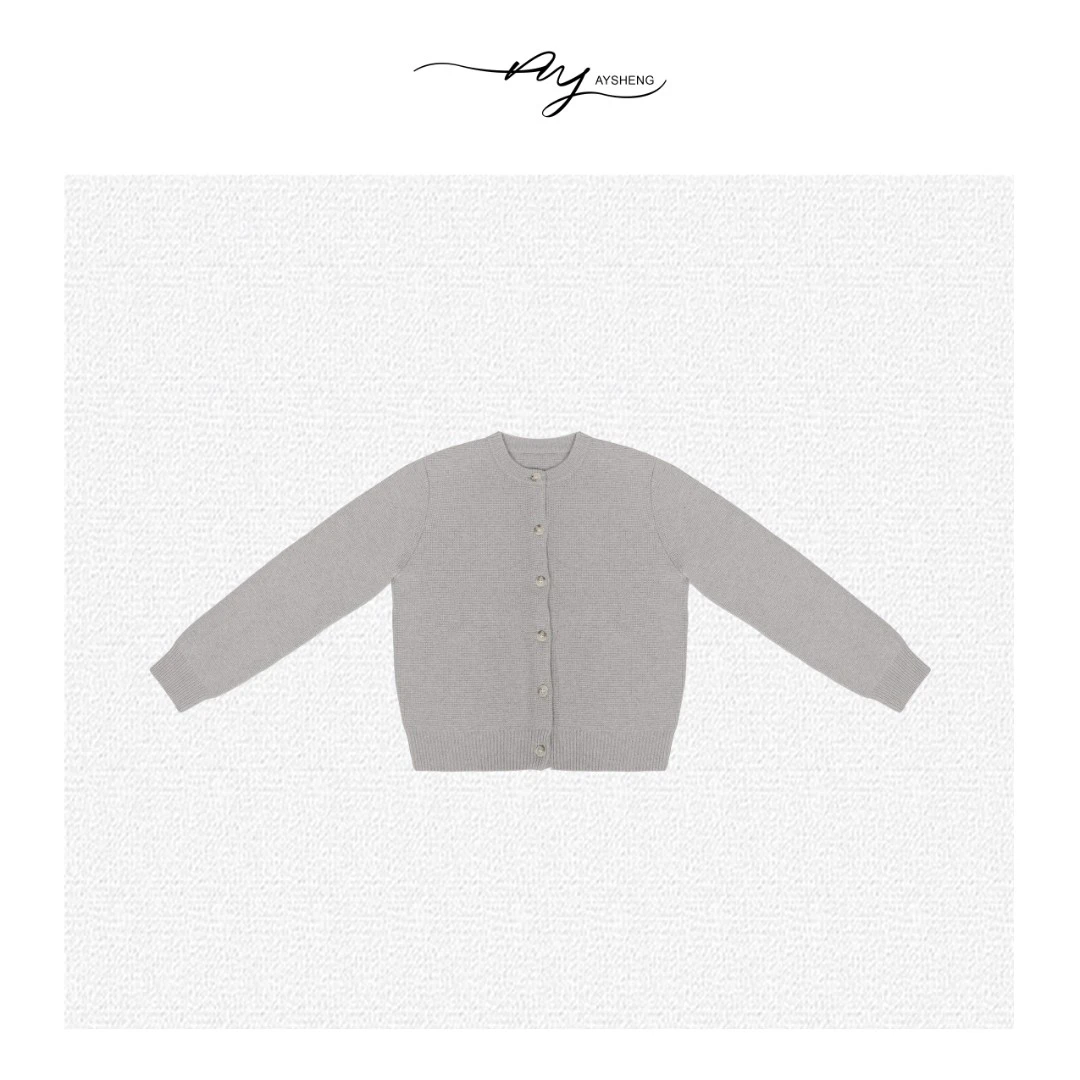 TXB “星灰织造”100绵羊毛圆领针织开衫XB-6294