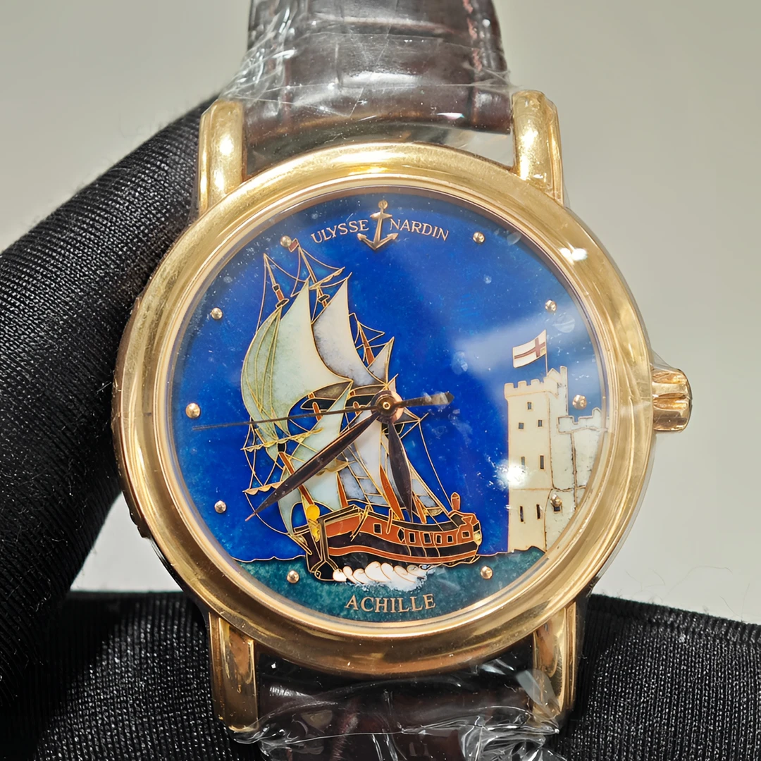 95新 Ulysse Nardin/雅典 单表海上战役系列阿奇利号珐琅盘机械表