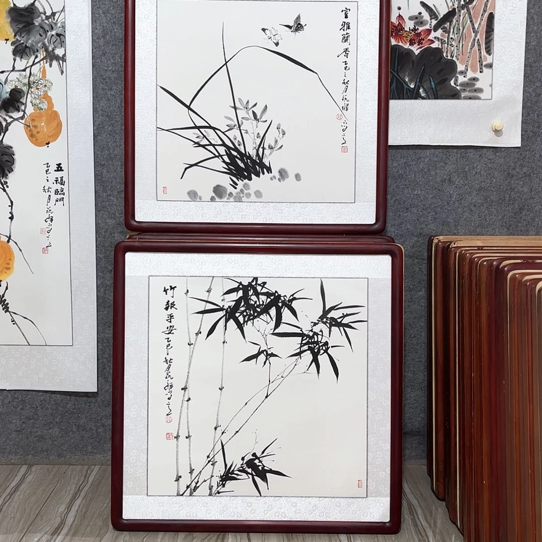 国画书画作品带框63×63