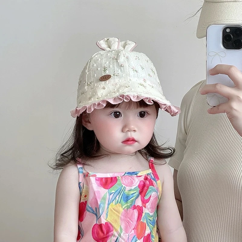 女童帽子夏季薄款大帽檐鸭舌空顶帽女宝宝可扎马尾遮阳防晒棒球帽