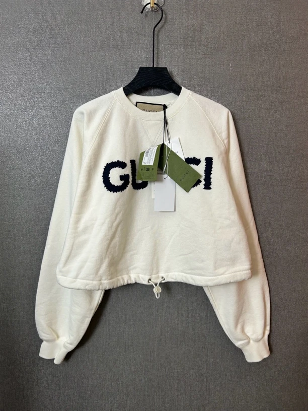 未使用 GUCCI/古驰 白色字母logo短款卫衣