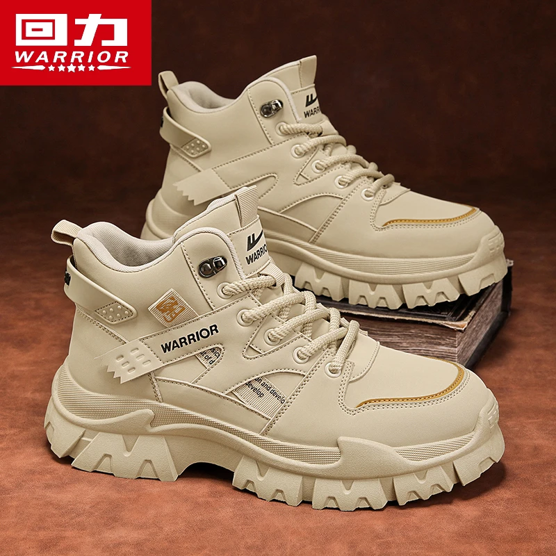 Warrior/回力秋冬新款爆款休闲百搭潮鞋高帮防滑男士耐磨工装靴