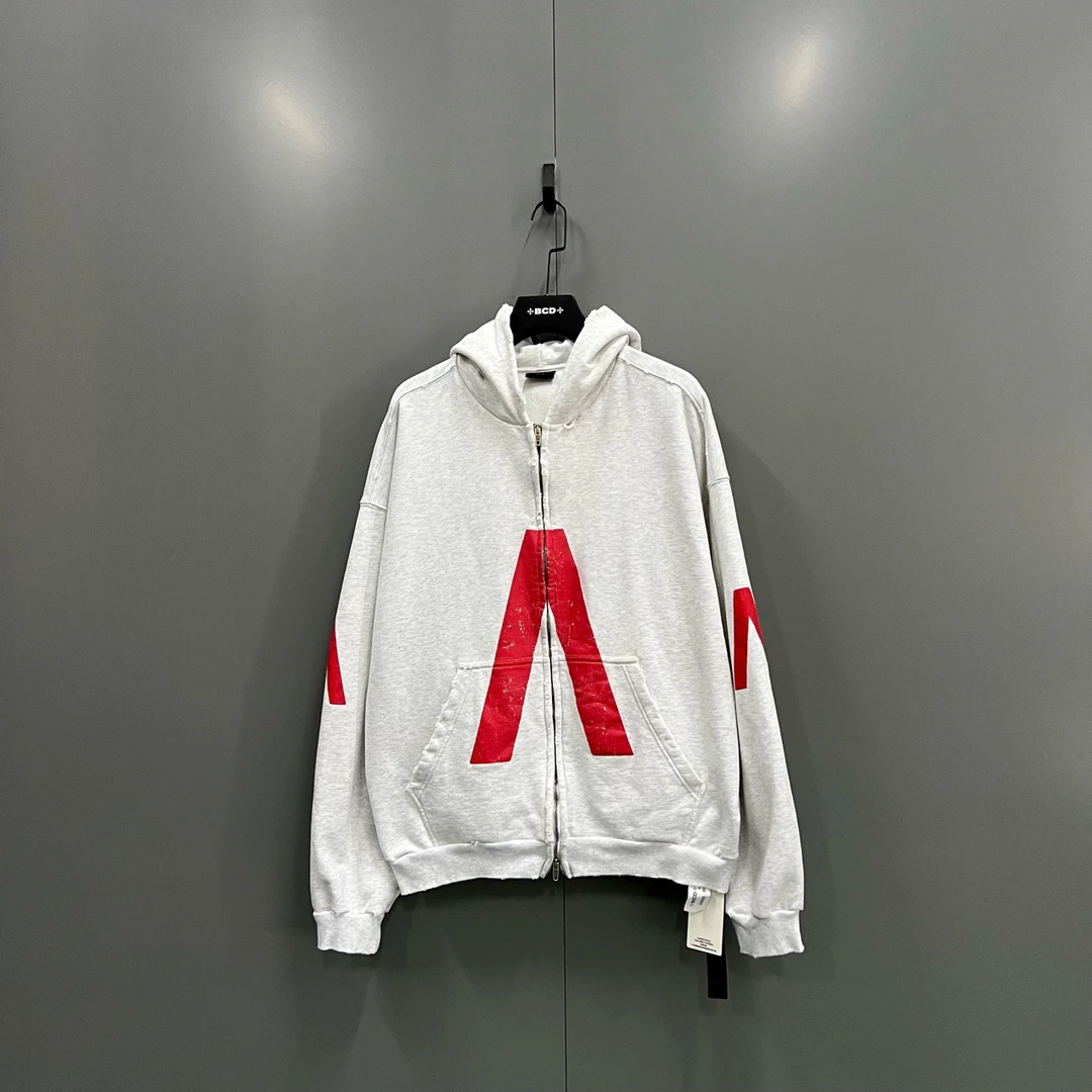 95新 Balenciaga/巴黎世家 （ll）字母印花拉链帽衫 S码/95新011209