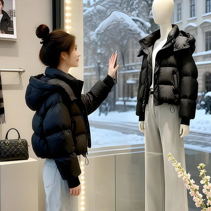 2025女秋冬新款气质简约百搭纯色棉服洋气减龄高级感时尚加厚外套