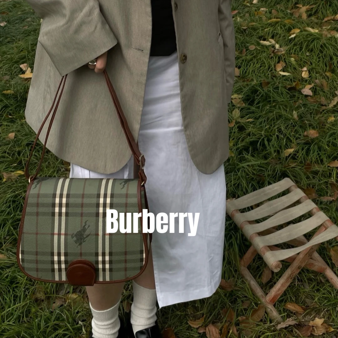 修复品619079/BURBERRY/博柏利复古绿马鞍包