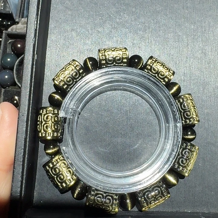 海***川黑曜岩未镶嵌手链