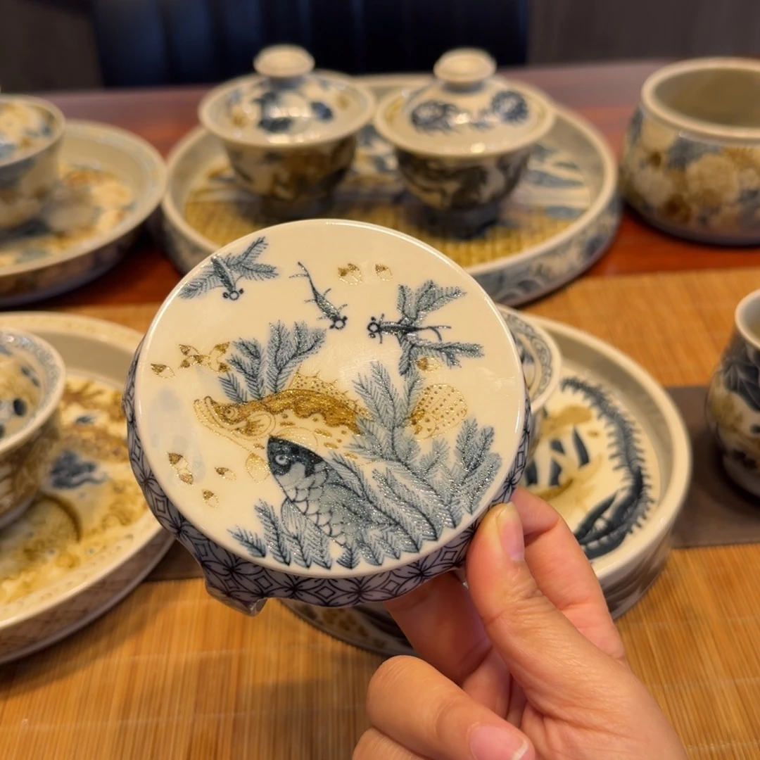 手工手绘茶具盖置