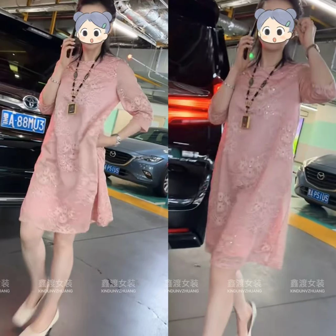 2025夏季新款时尚显瘦气质女士网红洋气连衣裙百搭款D9375