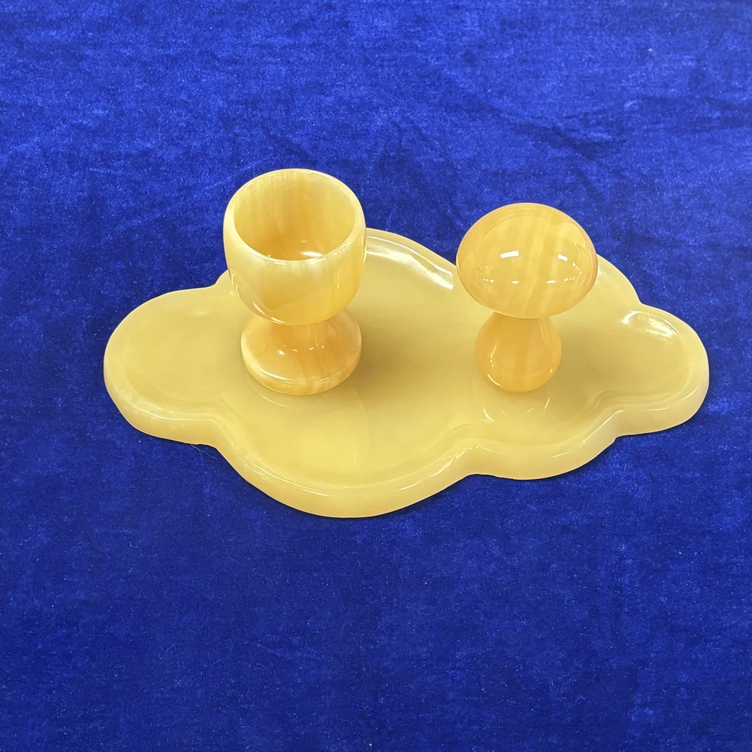 天然大理石小托盘天然大理石工艺品套装烛台